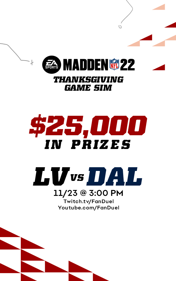 Daily Fantasy Football Helper: $25K Madden NFL 22 Thanksgiving