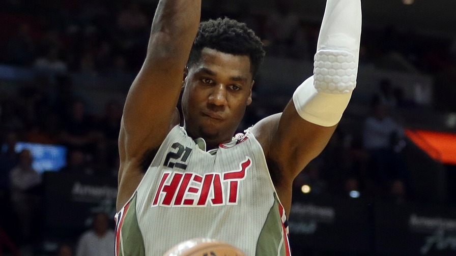 Hassan Whiteside posted a Barbara Walters game with 20 points and 20 rebounds. Who joined him in the perfect lineup?