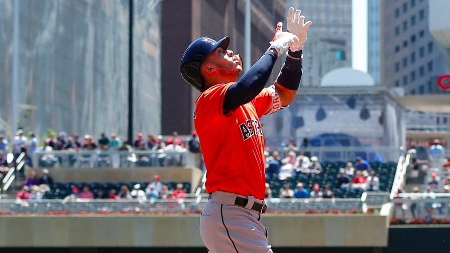 Carlos Correa has a .398 wOBA against right-handed pitching and draws a great matchup against Jason Hammel and the Royals tonight. What other high-priced players should be on your fantasy radar for Thursday's DFS contests?