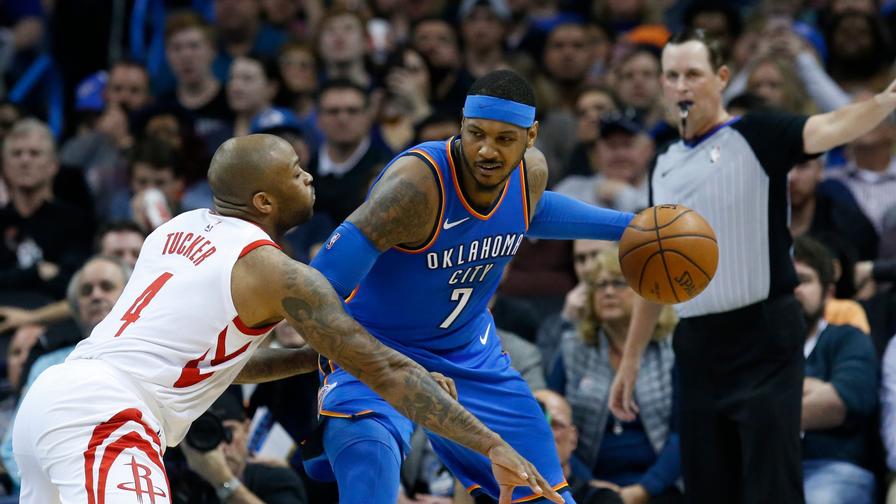 Carmelo Anthony squares off with his former team in the Denver Nuggets Friday. Will that help push him over a total of 13.5 points scored?