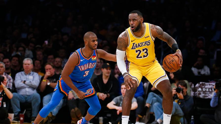 Can Chris Paul and the Thunder upset the first-place Lakers? What bets do our models like for tonight's NBA slate?